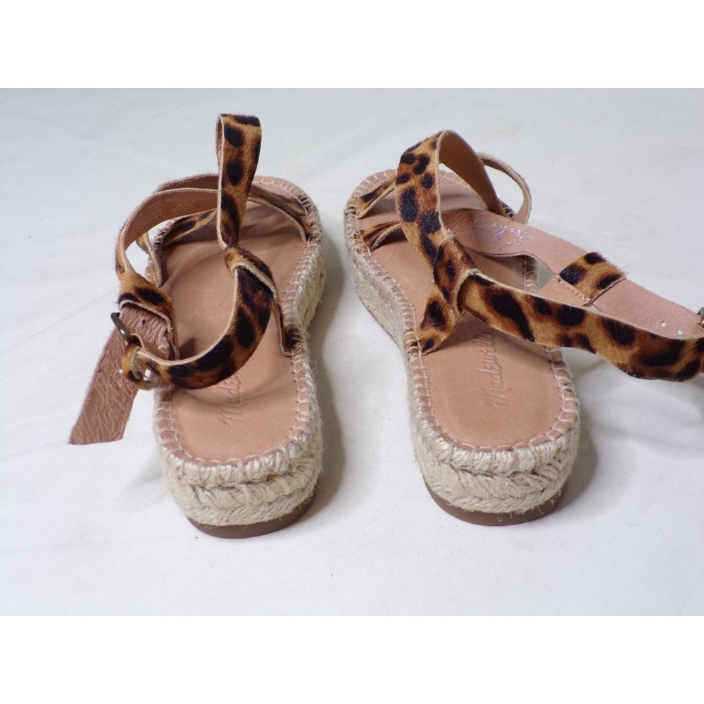 MADEWELL Malia Espadrille Sandal Leopard Calf Hair 9 NEW $138 - Picture 7 of 10